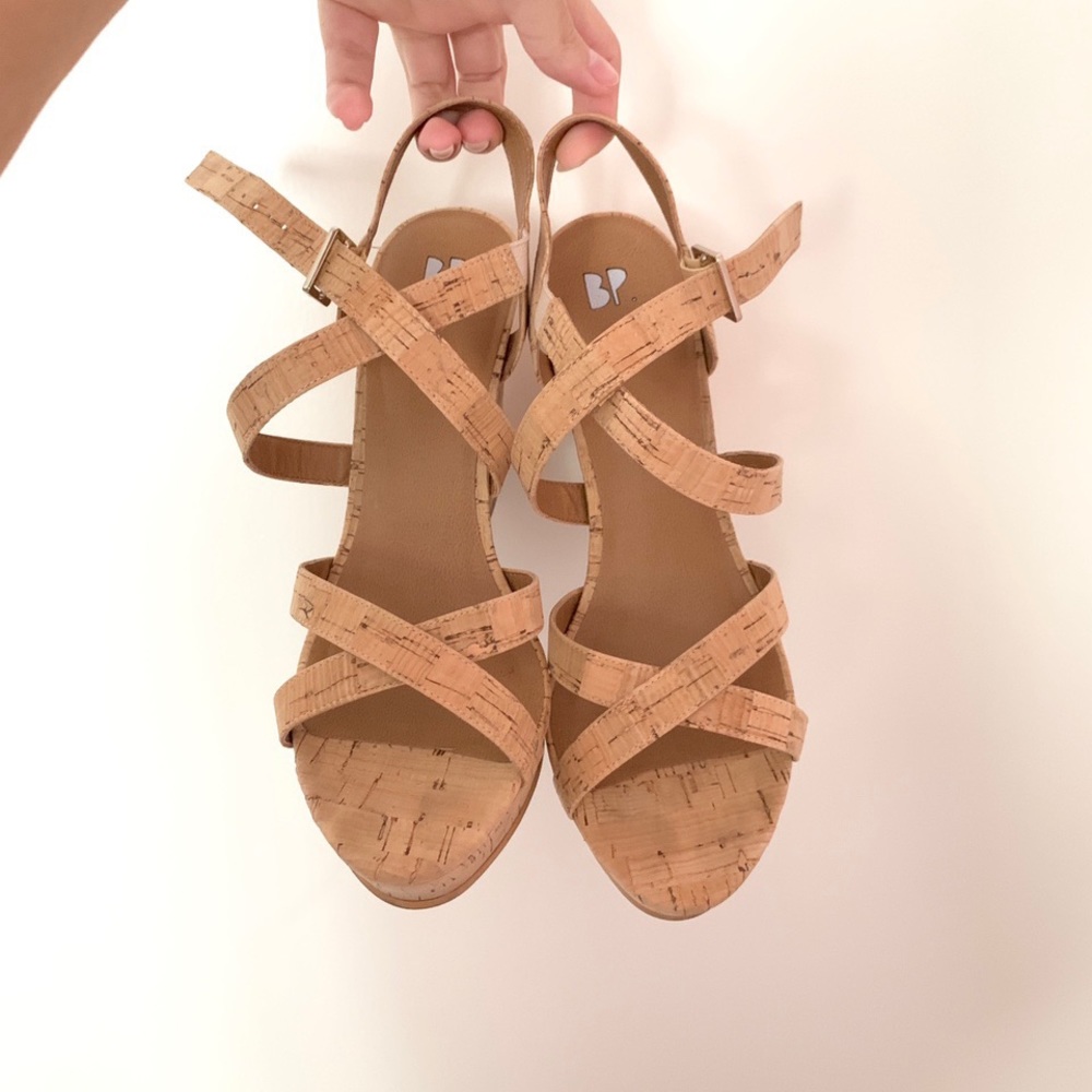 BP Strappy Cork Wedge Heel